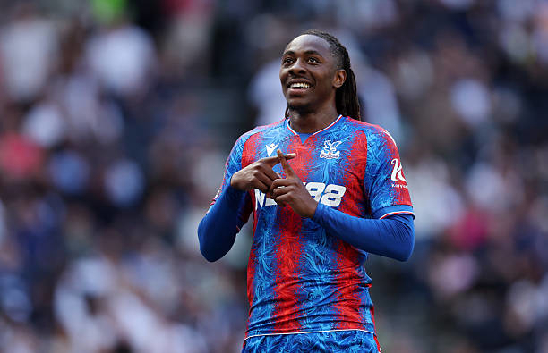 Eberechi Eze celebrates scoring for Crystal Palace