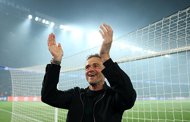 Luis Enrique celebrating PSG's victory